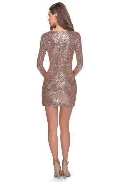 La Femme - 28219 Sequined Long Sleeve V-neck Sheath Dress -Hot Sale WEDDING Store la femme 28219 sequined long sleeve v neck sheath dress cocktail dresses 14384381821011