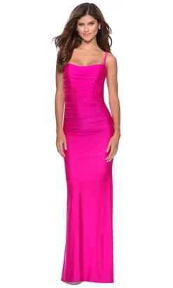 La Femme - 28398 Ruched Scoop Sheath Dress