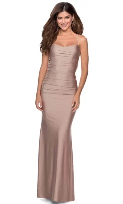 La Femme - 28398 Ruched Scoop Sheath Dress -Hot Sale WEDDING Store la femme 28398 ruched scoop sheath dress bridesmaid dresses 00 nude 31762693619795