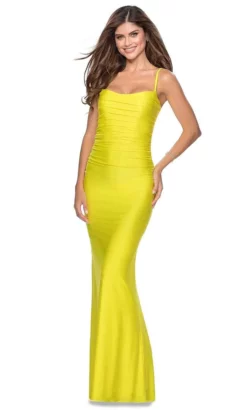 La Femme - 28398 Ruched Scoop Sheath Dress -Hot Sale WEDDING Store la femme 28398 ruched scoop sheath dress bridesmaid dresses 00 yellow 31762693161043