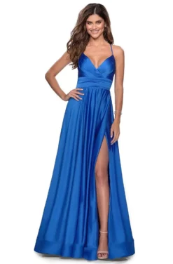 La Femme - 28571 Satin Deep V-neck A-line Gown 15 La Femme - 28571 Satin Deep V-neck A-line Gown -Hot Sale WEDDING Store la femme 28571 satin deep v neck a line gown bridesmaid dresses 00 royal blue 28857252020307