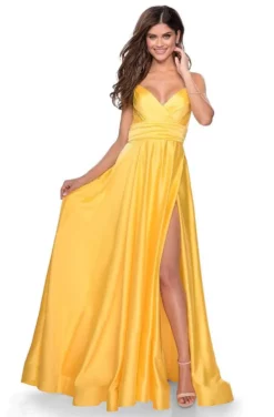 La Femme - 28571 Satin Deep V-neck A-line Gown 20 La Femme - 28571 Satin Deep V-neck A-line Gown -Hot Sale WEDDING Store la femme 28571 satin deep v neck a line gown bridesmaid dresses 00 yellow 28235822563411