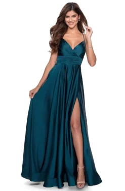 La Femme - 28571 Satin Deep V-neck A-line Gown 18 La Femme - 28571 Satin Deep V-neck A-line Gown -Hot Sale WEDDING Store la femme 28571 satin deep v neck a line gown bridesmaid dresses 28235815190611