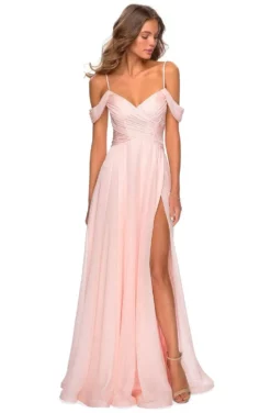 La Femme - 28942 Crisscross Surplice Cold Shoulder Gown