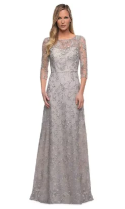 La Femme - 29153 Embroidered Floral A-line Gown