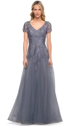 La Femme 29164 - Lace Tulle A Line Long Gown