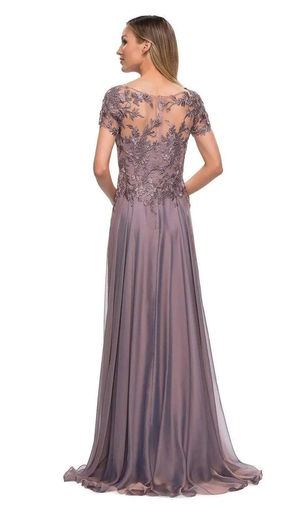 La Femme - 29235 Illusion Embroidered Flowy A-line Dress 2 La Femme - 29235 Illusion Embroidered Flowy A-line Dress - Image 2