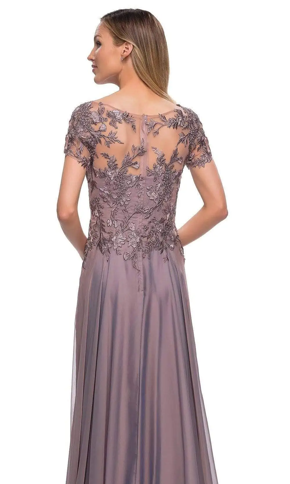 La Femme - 29235 Illusion Embroidered Flowy A-line Dress 4 La Femme - 29235 Illusion Embroidered Flowy A-line Dress - Image 4