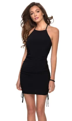 La Femme - 29425 Halter Drawstring Sheath Dress