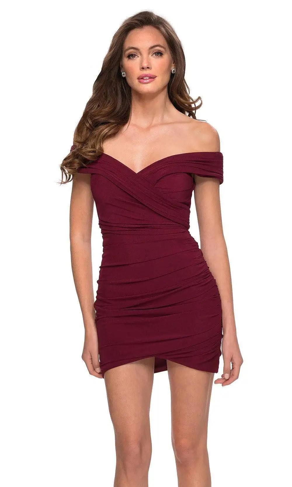 La Femme - 29486 Ruched Off Shoulder Sheath Homecoming Dress 1 La Femme - 29486 Ruched Off Shoulder Sheath Homecoming Dress
