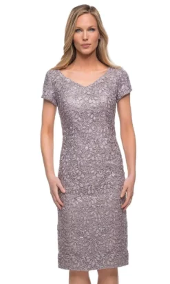 La Femme - 29809 Textured Fabric Midi Dress -Hot Sale WEDDING Store la femme 29809 textured fabric midi dress mother of the bride dresses 28571727954003