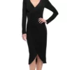 La Femme - 29812 Long Sleeve Ruched Midi Dress
