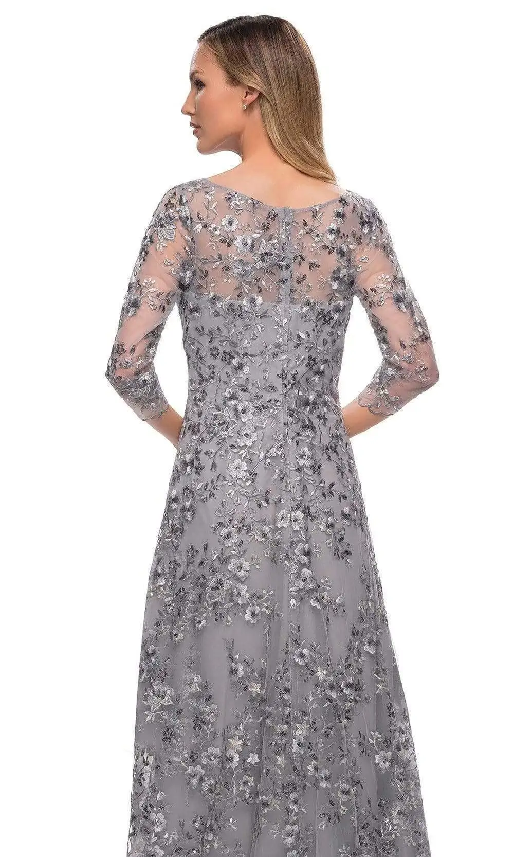 La Femme - 29903 Floral Embroidered Sheer Sleeve Gown 4 La Femme - 29903 Floral Embroidered Sheer Sleeve Gown - Image 4