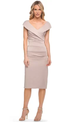 La Femme 30110 - V Neck Pleated Short Sheath Dress -Hot Sale WEDDING Store la femme 30110 v neck pleated short sheath dress special occasion dress 29603349102675