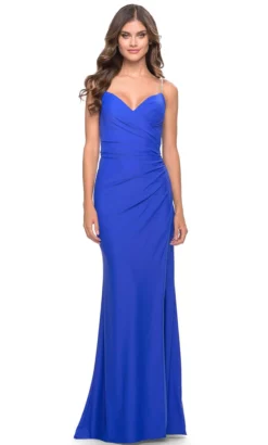 La Femme 31107 - V-Neckline Ruched Evening Dress 17 La Femme 31107 - V-Neckline Ruched Evening Dress -Hot Sale WEDDING Store la femme 31107 v neckline ruched evening dress special occasion dress 00 royal blue 31787721687123
