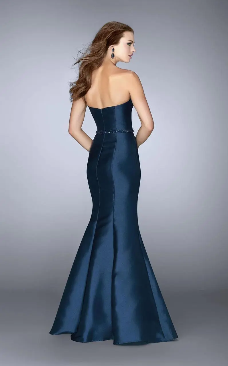 La Femme Fitted Strapless Mermaid Evening Gown 22963SC - 1 Pc Navy In Size 2 Available 2 La Femme Fitted Strapless Mermaid Evening Gown 22963SC - 1 Pc Navy In Size 2 Available - Image 2