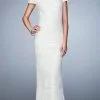 La Femme Off Shoulder Lace Short Sleeves Long Dress 23012SC - 1 Pc White In Size 2 Available