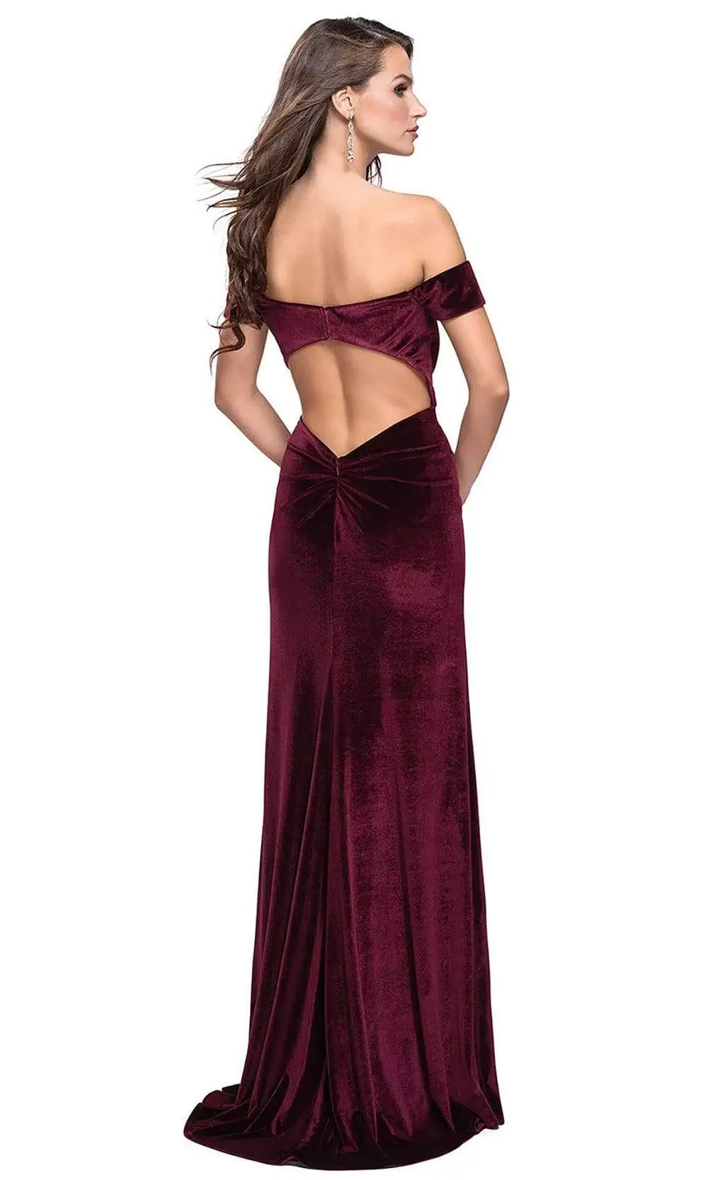 La Femme - Off-Shoulder Sheath Evening Gown With Slit 25213SC - 1 Pc Wine In Size 8 Available 2 La Femme - Off-Shoulder Sheath Evening Gown With Slit 25213SC - 1 Pc Wine In Size 8 Available - Image 2
