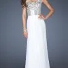La Femme One Shoulder Crystal Embellished Chiffon Dress