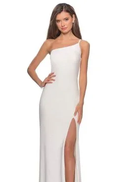 La Femme - One Shoulder High Slit Sheath Dress 28176SC