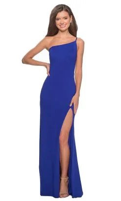 La Femme - One Shoulder High Slit Sheath Dress 28176SC -Hot Sale WEDDING Store la femme one shoulder high slit sheath dress 28176sc ccsale 8 royal blue 28774771949651
