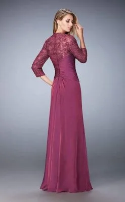 La Femme - Quarter Length Sleeves Laced V-Neck Dress 21805SC - 1 Pc Boysenberry In Size 4 And 1 Pc Blue Pearl In Size 4 Available 4 La Femme - Quarter Length Sleeves Laced V-Neck Dress 21805SC - 1 Pc Boysenberry In Size 4 And 1 Pc Blue Pearl In Size 4 Available -Hot Sale WEDDING Store la femme quarter length sleeves laced v neck dress 21805sc 1 pc boysenberry in size 4 and 1 pc blue pearl in size 4 available ccsale 7310089158739