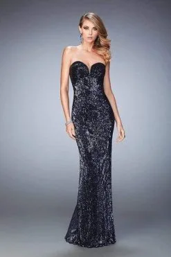 La Femme - Sequined Sweetheart Sheath Dress 22500SC - 1 Pc Charcoal In Size 00 Available