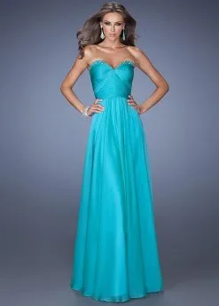 La Femme Strapless Sweetheart Dress In Peacock 19691