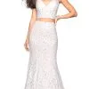 La Femme - Two Piece Lace Stretch Jersey Mermaid Evening Gown 27589SC - 1 Pc White In Size 0 Available