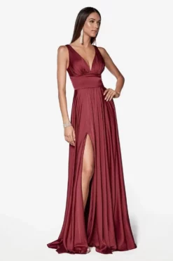 Ladivine 7469 Satin A-Line Dress -Hot Sale WEDDING Store ladivine 7469 satin a line dress bridesmaid dresses 2 burgundy 31791715418195