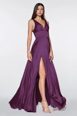 Ladivine 7469 Satin A-Line Dress -Hot Sale WEDDING Store ladivine 7469 satin a line dress bridesmaid dresses 2 eggplant 31791715516499