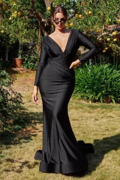 Ladivine CD0168 - Long Sleeve Draped Evening Dress 20 Ladivine CD0168 - Long Sleeve Draped Evening Dress -Hot Sale WEDDING Store ladivine cd0168 long sleeve draped evening dress evening dresses 32357421940819