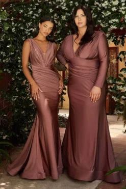 Ladivine CD0168 - Long Sleeve Draped Evening Dress 22 Ladivine CD0168 - Long Sleeve Draped Evening Dress -Hot Sale WEDDING Store ladivine cd0168 long sleeve draped evening dress evening dresses 32357422006355