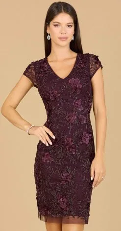 Lara Dresses 29179 - Cap Sleeve Beaded Cocktail Dress