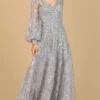 Lara Dresses 29198 - Bishop Sleeve Lace Evening Gown