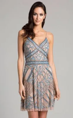 Lara Dresses - 33406 Beaded V-neck A-line Dress