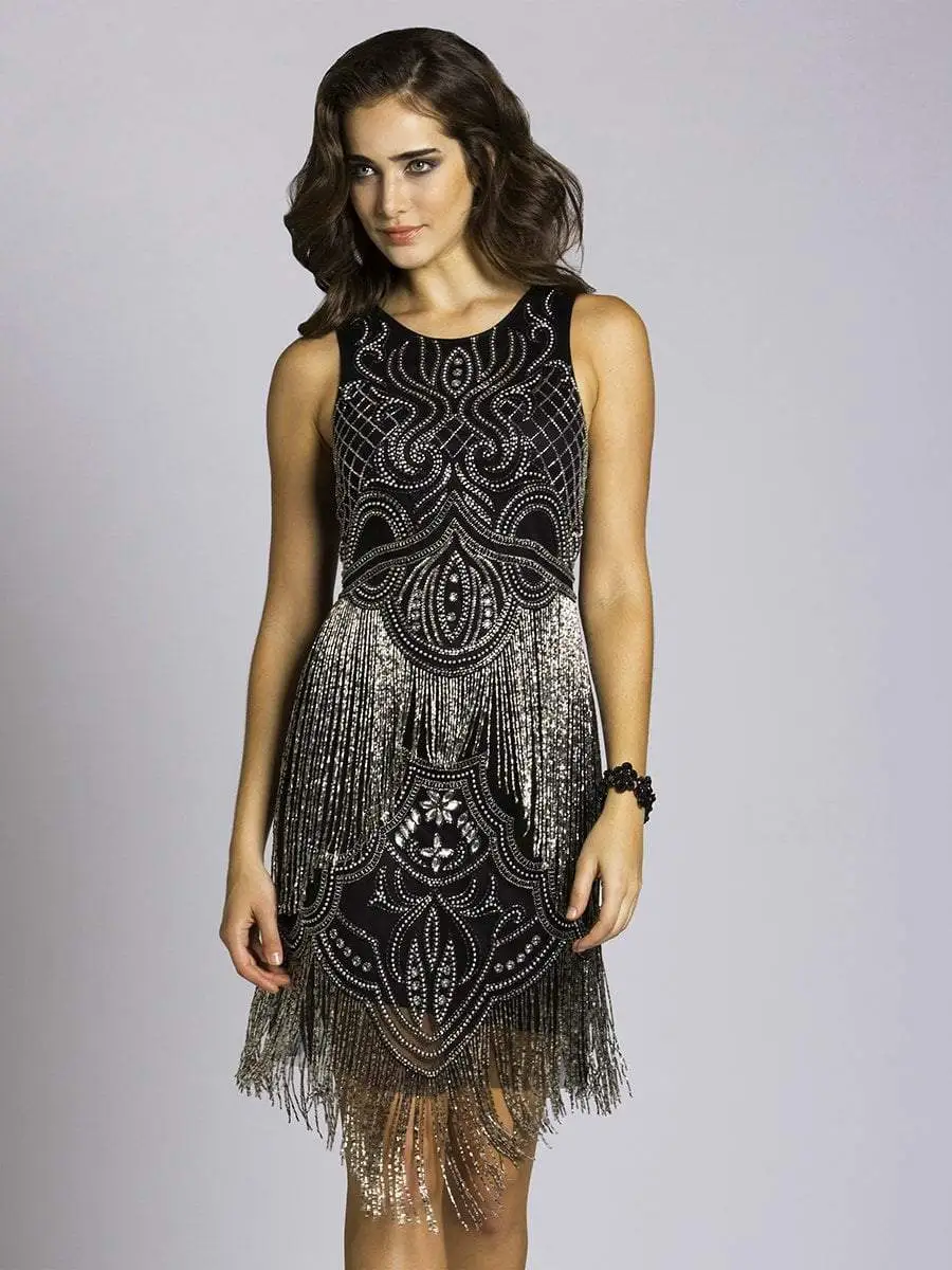 Lara Dresses - 33577 Bejeweled Fringe Cocktail Dress 1 Lara Dresses - 33577 Bejeweled Fringe Cocktail Dress