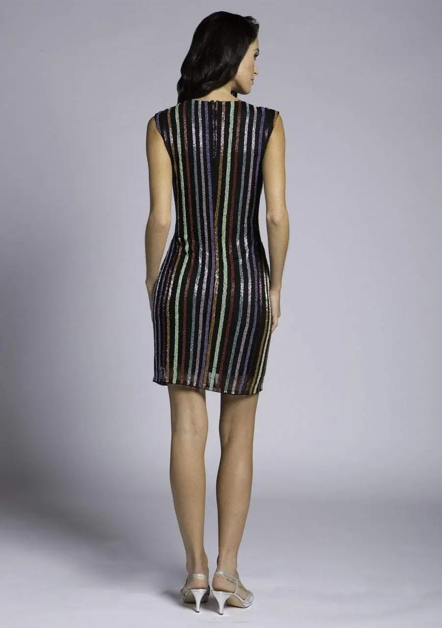 Lara Dresses - 33607 Multi-Colored Beaded V-neck Sheath Dress 2 Lara Dresses - 33607 Multi-Colored Beaded V-neck Sheath Dress - Image 2