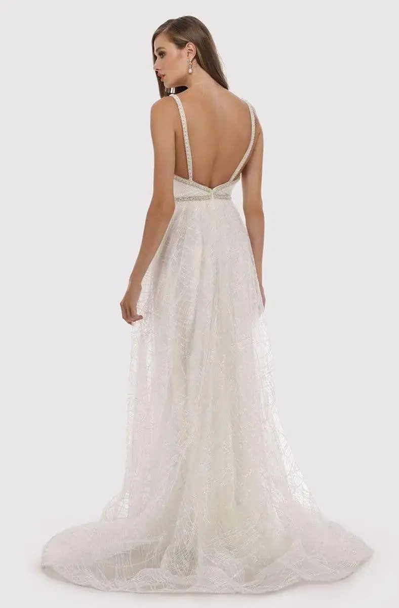 Lara Dresses - 51024 Beaded Deep V-neck A-line Gown With Train 2 Lara Dresses - 51024 Beaded Deep V-neck A-line Gown With Train - Image 2