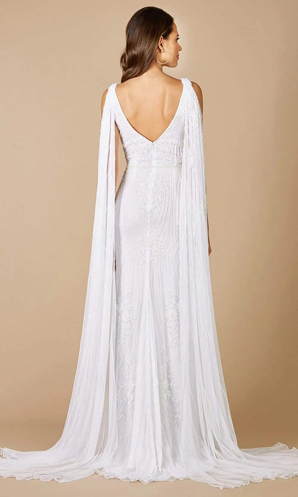 Lara Dresses - 51055 Cascading Beaded Sheath Bridal Gown 2 Lara Dresses - 51055 Cascading Beaded Sheath Bridal Gown - Image 2