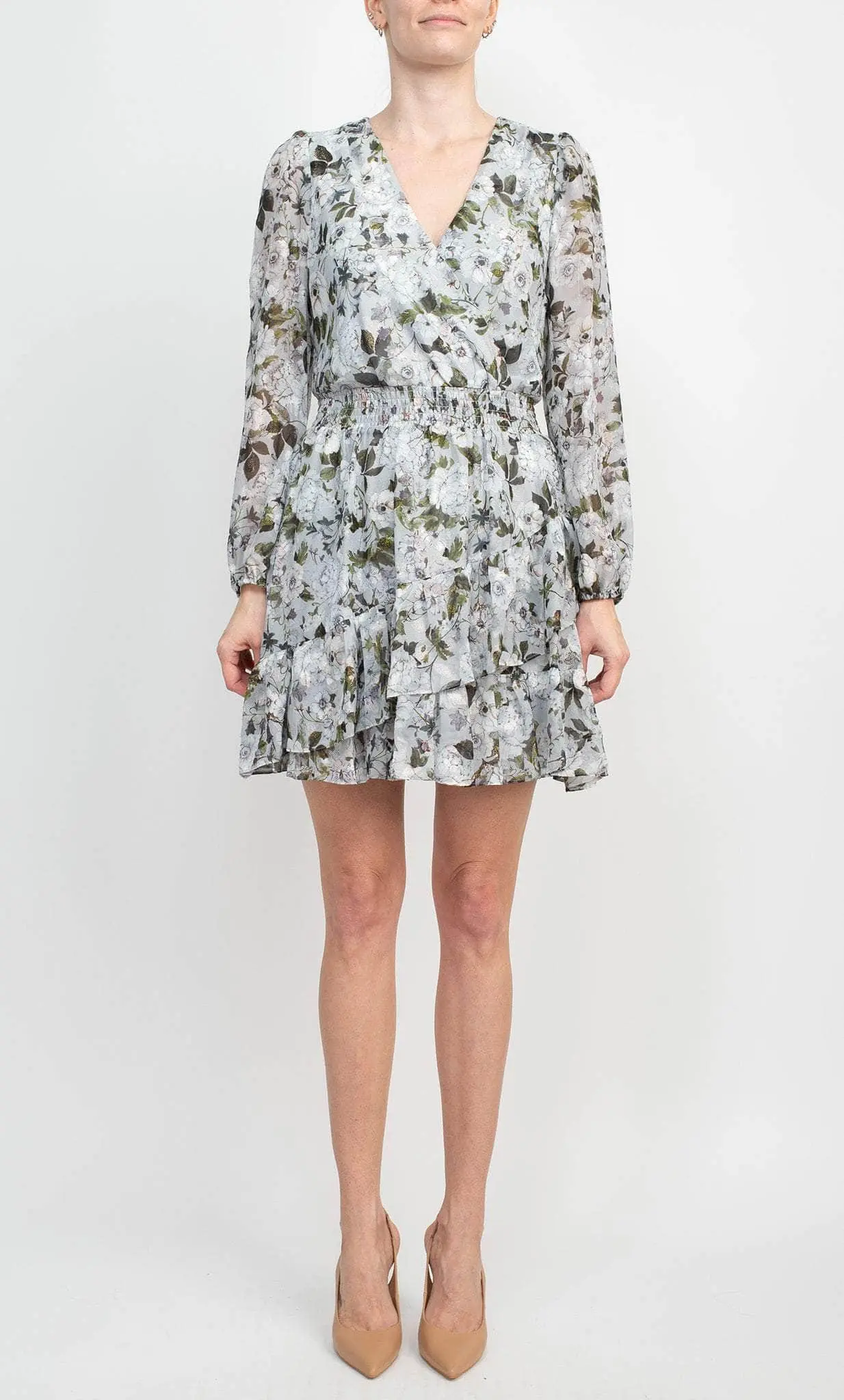 Laundry HU07D29 - Tiered Hem Floral Short Dress 1 Laundry HU07D29 - Tiered Hem Floral Short Dress