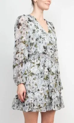 Laundry HU07D29 - Tiered Hem Floral Short Dress 8 Laundry HU07D29 - Tiered Hem Floral Short Dress -Hot Sale WEDDING Store laundry hu07d29 tiered hem floral short dress holiday dresses 32278723231827