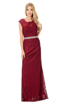 Lenovia - 5157 Cap Sleeve Draped Lace Long Sheath Dress 20 Lenovia - 5157 Cap Sleeve Draped Lace Long Sheath Dress -Hot Sale WEDDING Store lenovia 5157 cap sleeve draped lace long sheath dress bridesmaid dresses 28777418227795