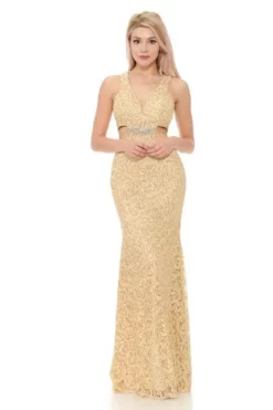 Lenovia - 5170 Lace Plunging V-Neck Evening Dress 42 Lenovia - 5170 Lace Plunging V-Neck Evening Dress -Hot Sale WEDDING Store lenovia 5170 lace plunging v neck evening dress evening dresses 14081865056339