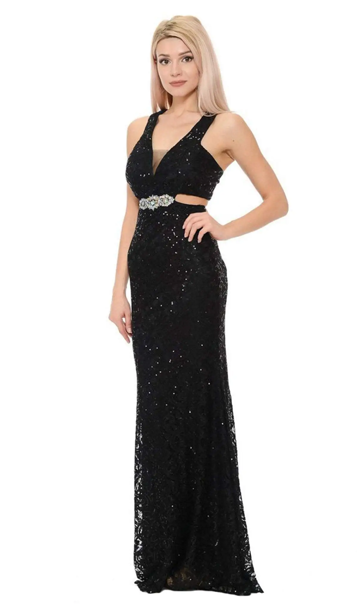 Lenovia - 5170 Lace Plunging V-Neck Evening Dress 11 Lenovia - 5170 Lace Plunging V-Neck Evening Dress - Image 11