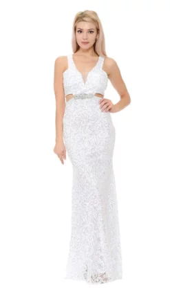 Lenovia - 5170 Lace Plunging V-Neck Evening Dress 29 Lenovia - 5170 Lace Plunging V-Neck Evening Dress -Hot Sale WEDDING Store lenovia 5170 lace plunging v neck evening dress evening dresses s white 6204528361529