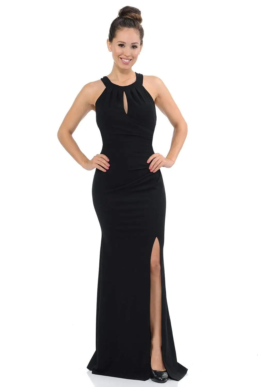 Lenovia - 5180 Ruched Keyhole Halter Bodice Long Dress 1 Lenovia - 5180 Ruched Keyhole Halter Bodice Long Dress