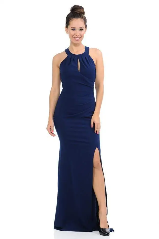 Lenovia - 5180 Ruched Keyhole Halter Bodice Long Dress 7 Lenovia - 5180 Ruched Keyhole Halter Bodice Long Dress - Image 7