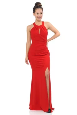 Lenovia - 5180 Ruched Keyhole Halter Bodice Long Dress 13 Lenovia - 5180 Ruched Keyhole Halter Bodice Long Dress -Hot Sale WEDDING Store lenovia 5180 ruched keyhole halter bodice long dress bridesmaid dresses xs red 28225530167379