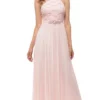 Lenovia - 5191 Beaded And Lace Halter Chiffon A-line Dress